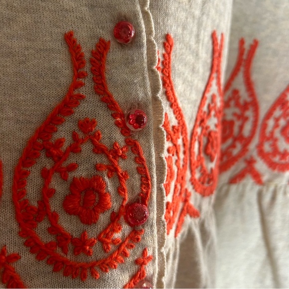 Moth Anthropologie Fanning Flames Short Sleeve Embroidered Sweater Top - Picture 4 of 9